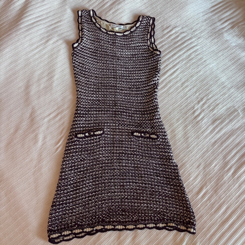 Dior Knit Sleeveless Silk Dress Burgundy